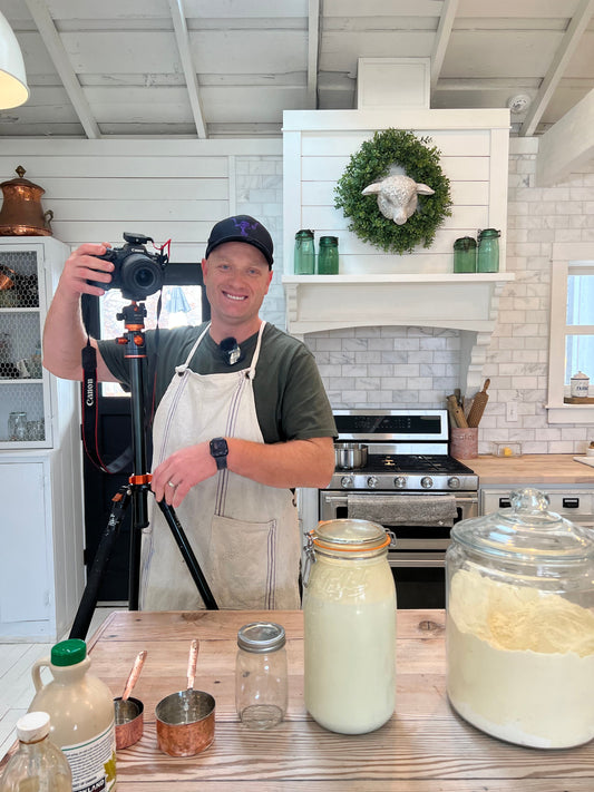 Zeb at the camera showing the ingredients