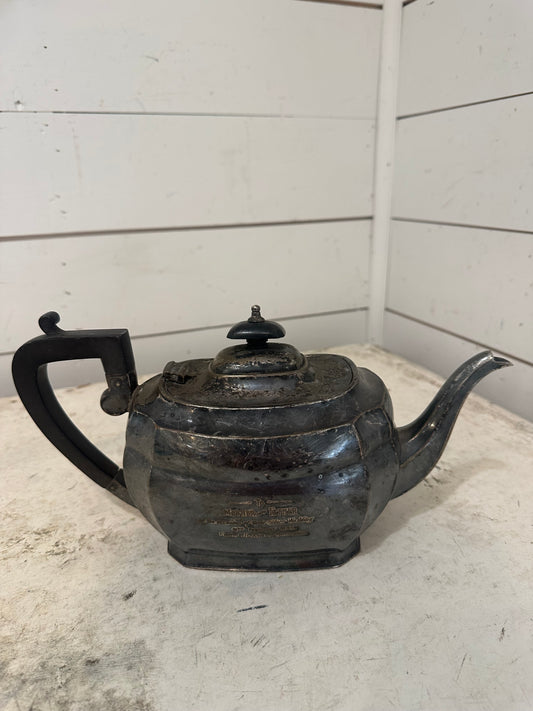 Tarnished Silver Engraved English Teapot