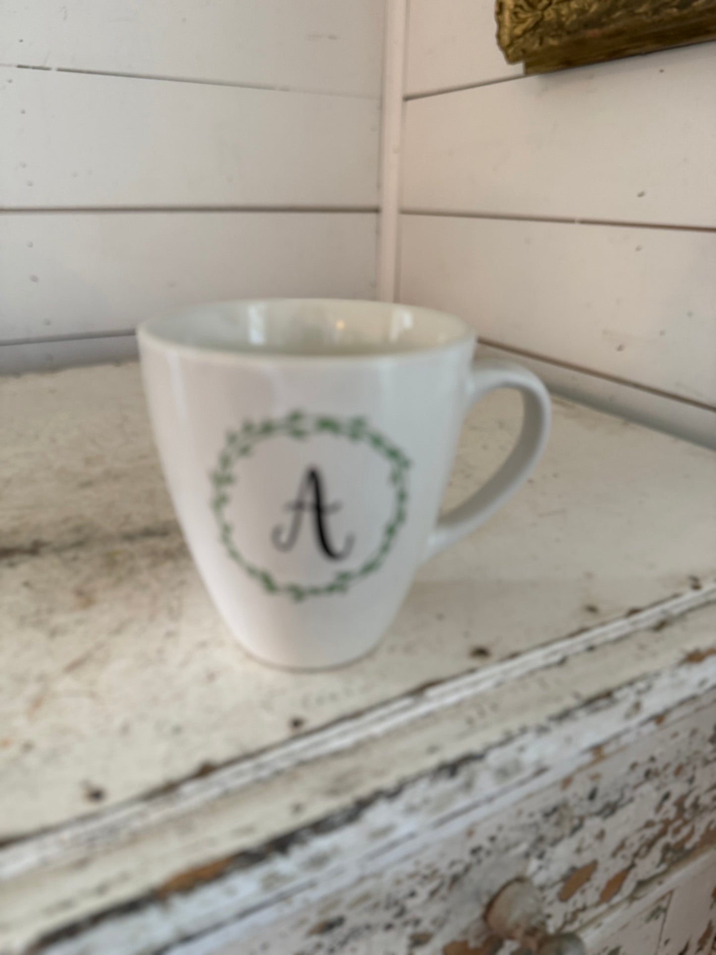 Letter A Mug With Wreath around the A