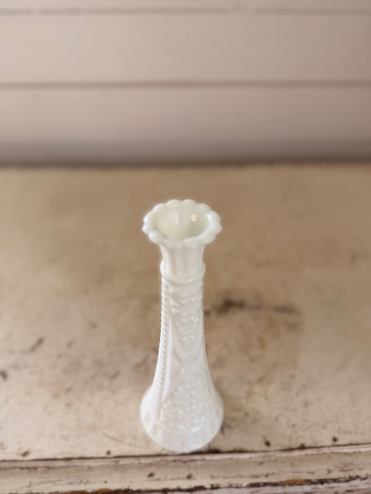 Milk Glass Bud Vase 9”
