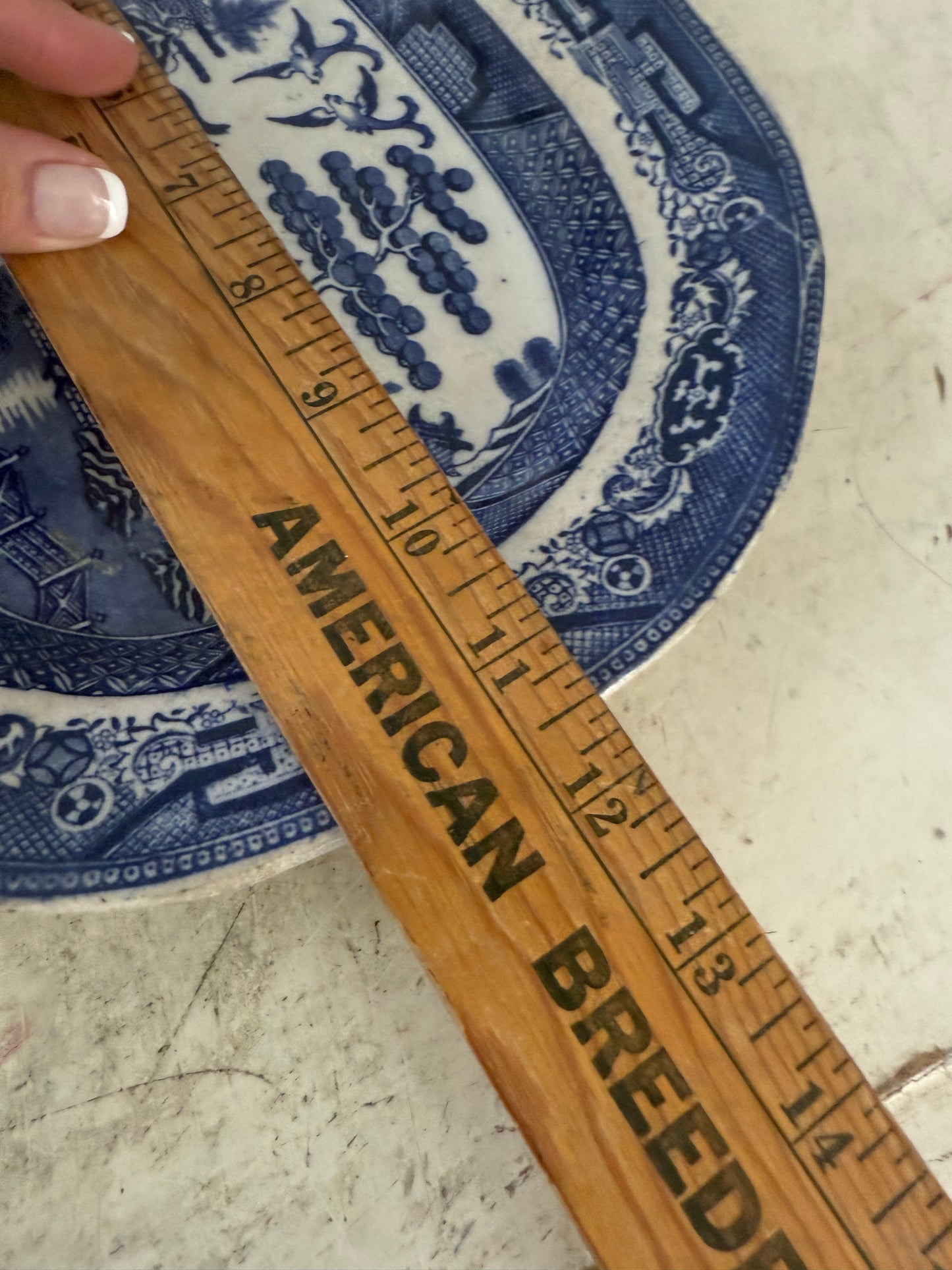 Antique ironstone blue Willow platter as is