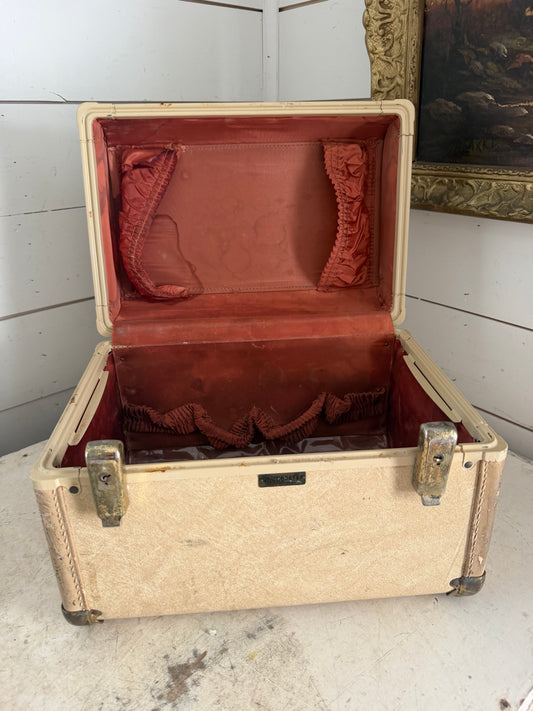 1950’s train case with key will get makeover and cleaned to the best of our ability