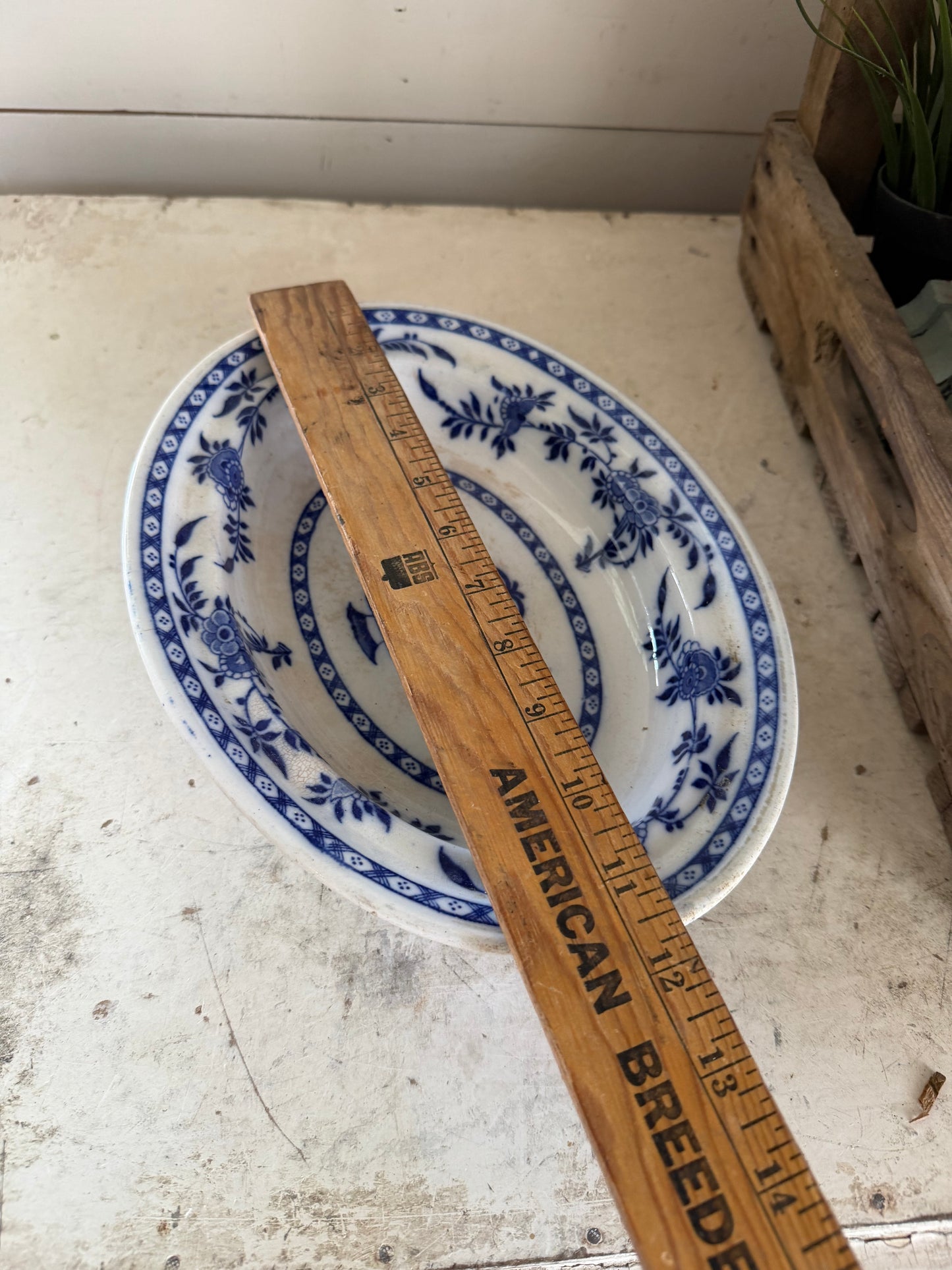Flow Blue Serving Dish blue and white antique vegetable bowl footed serving dish ironstone china transferware classic English