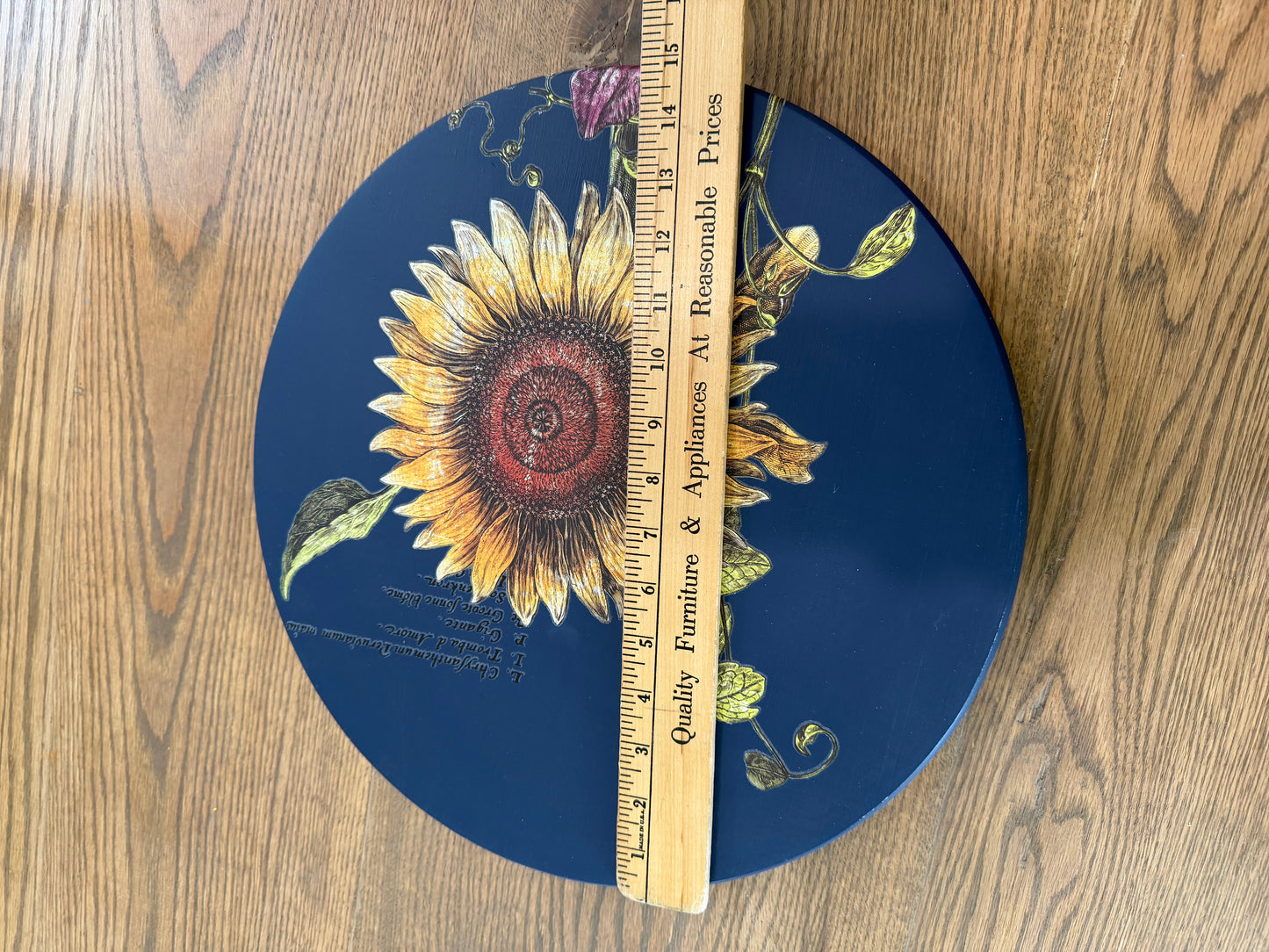 Large, Lazy Susan Painted in Pacific With Sunflowers