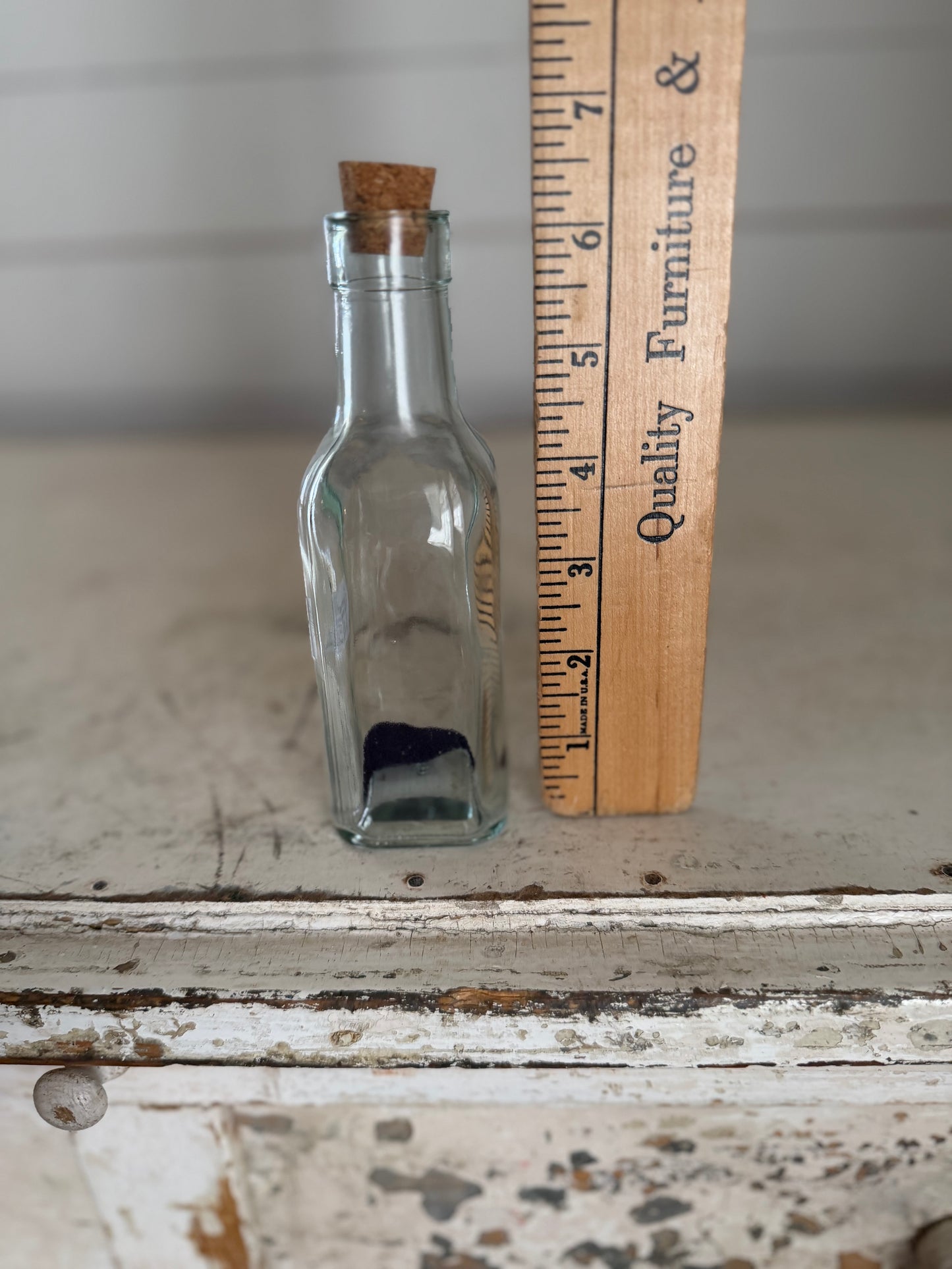 Small Blue Green Glass bottle with Cork