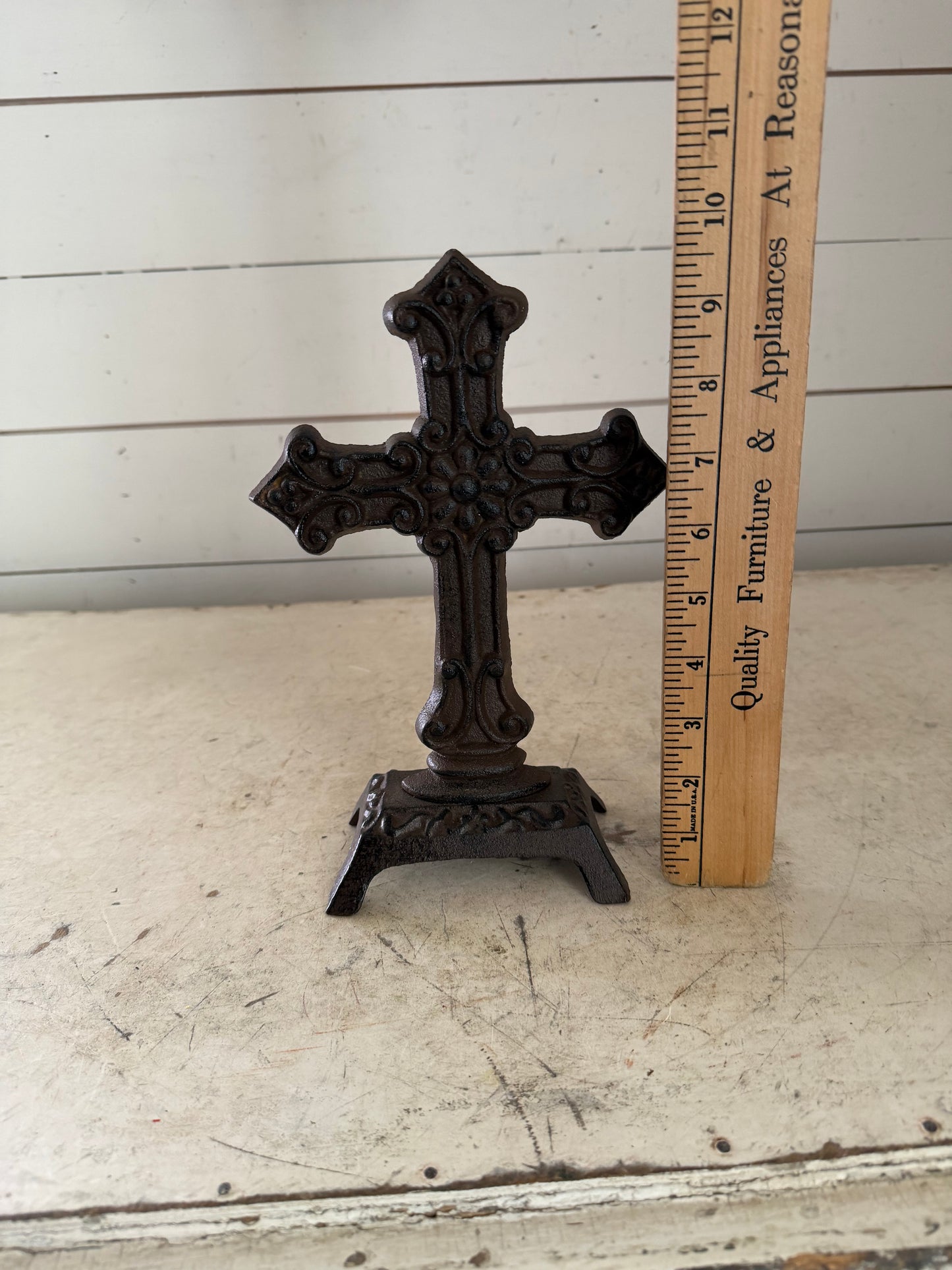 Cast Iron Cross Statue 10”