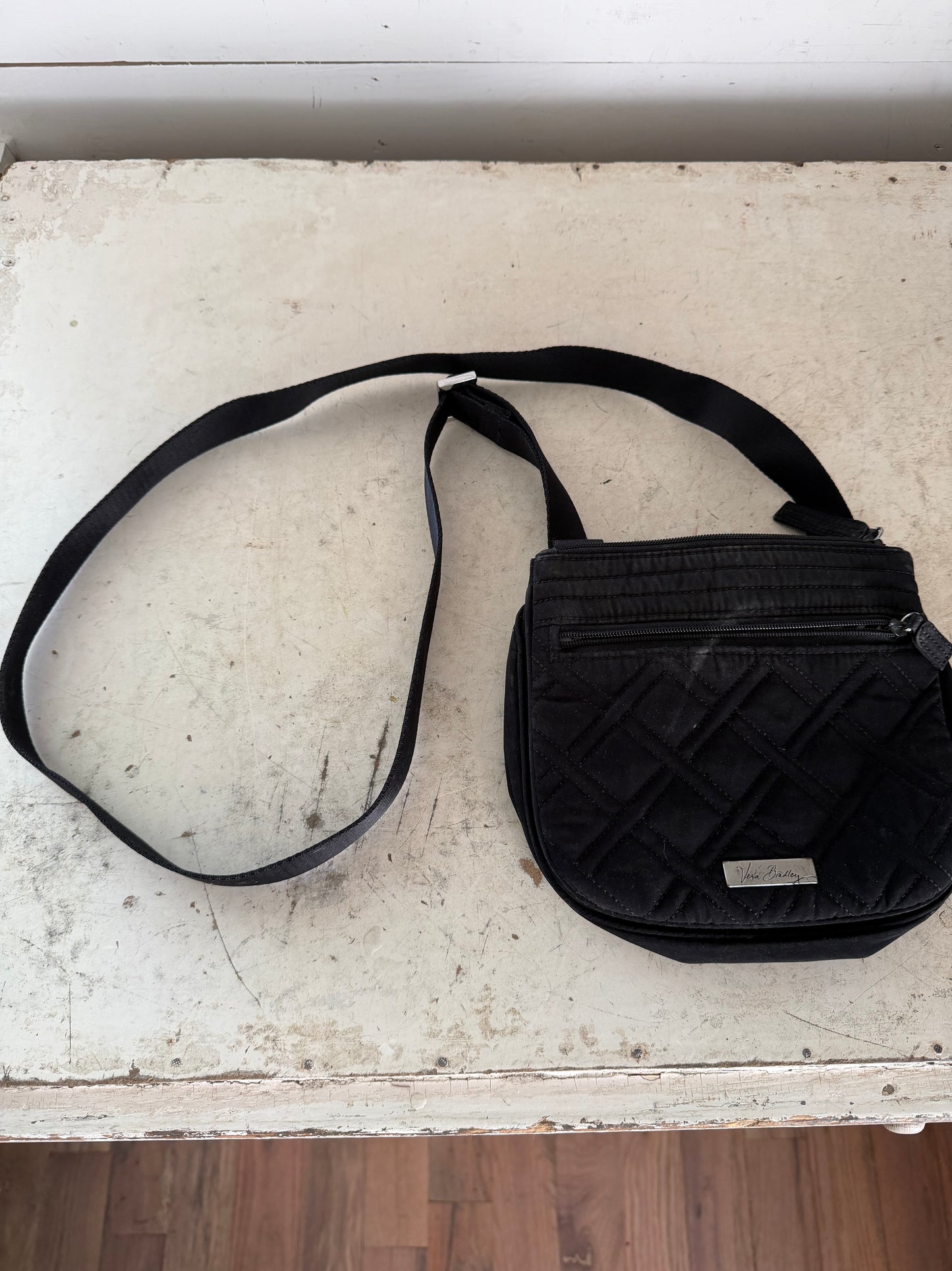 Vera Bradley Black Quilted Crossbody Purse with an Adjustable Strap