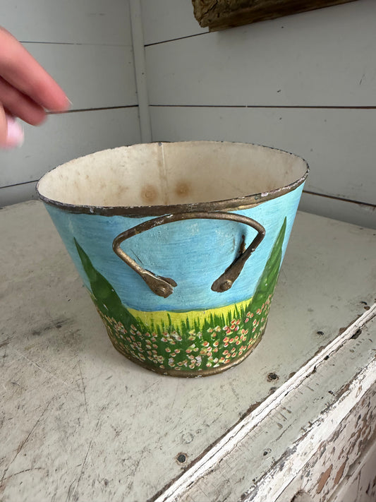 Hand painted bucket planter
