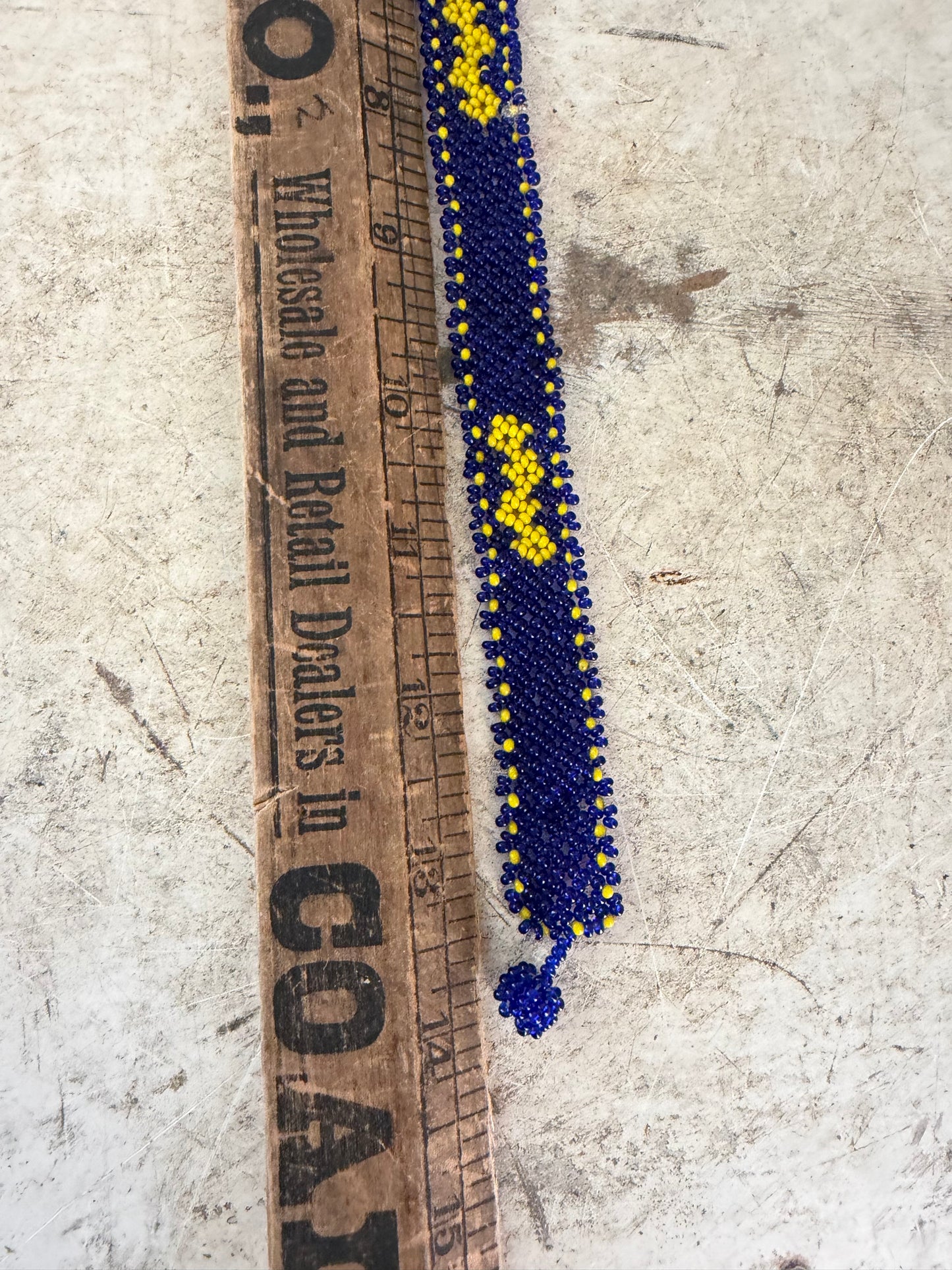 Beaded blue and yellow bracelet