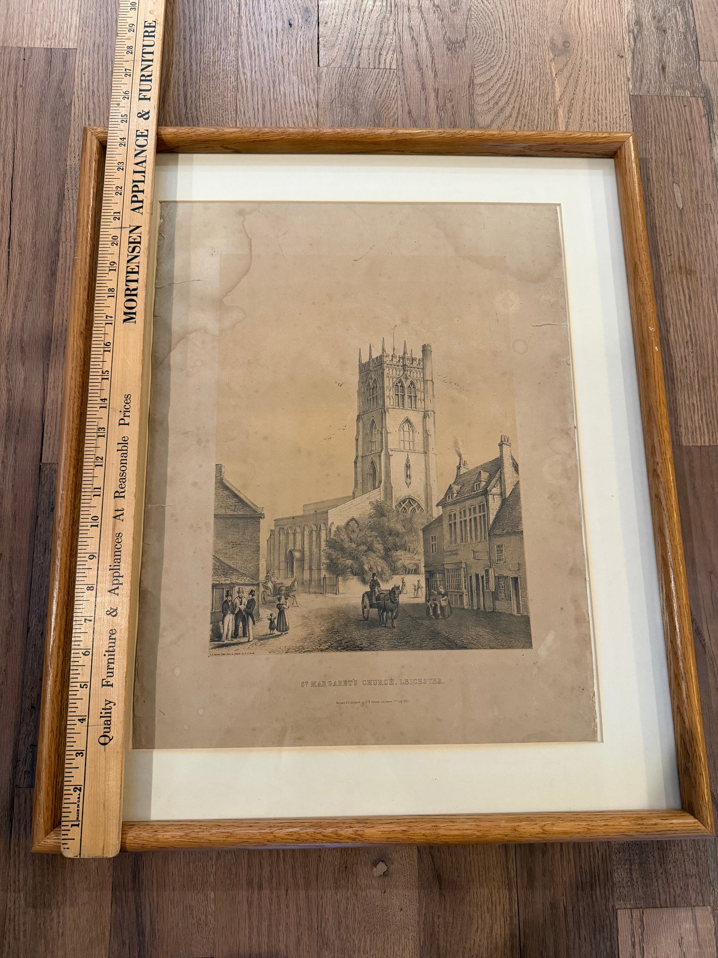 Antique Engraving Plate of Saint Margaret’s Church, Leicester - July 1842