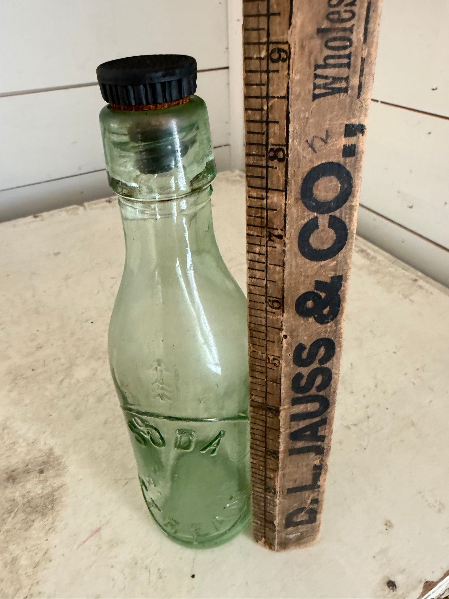 1930s blue green soda bottle