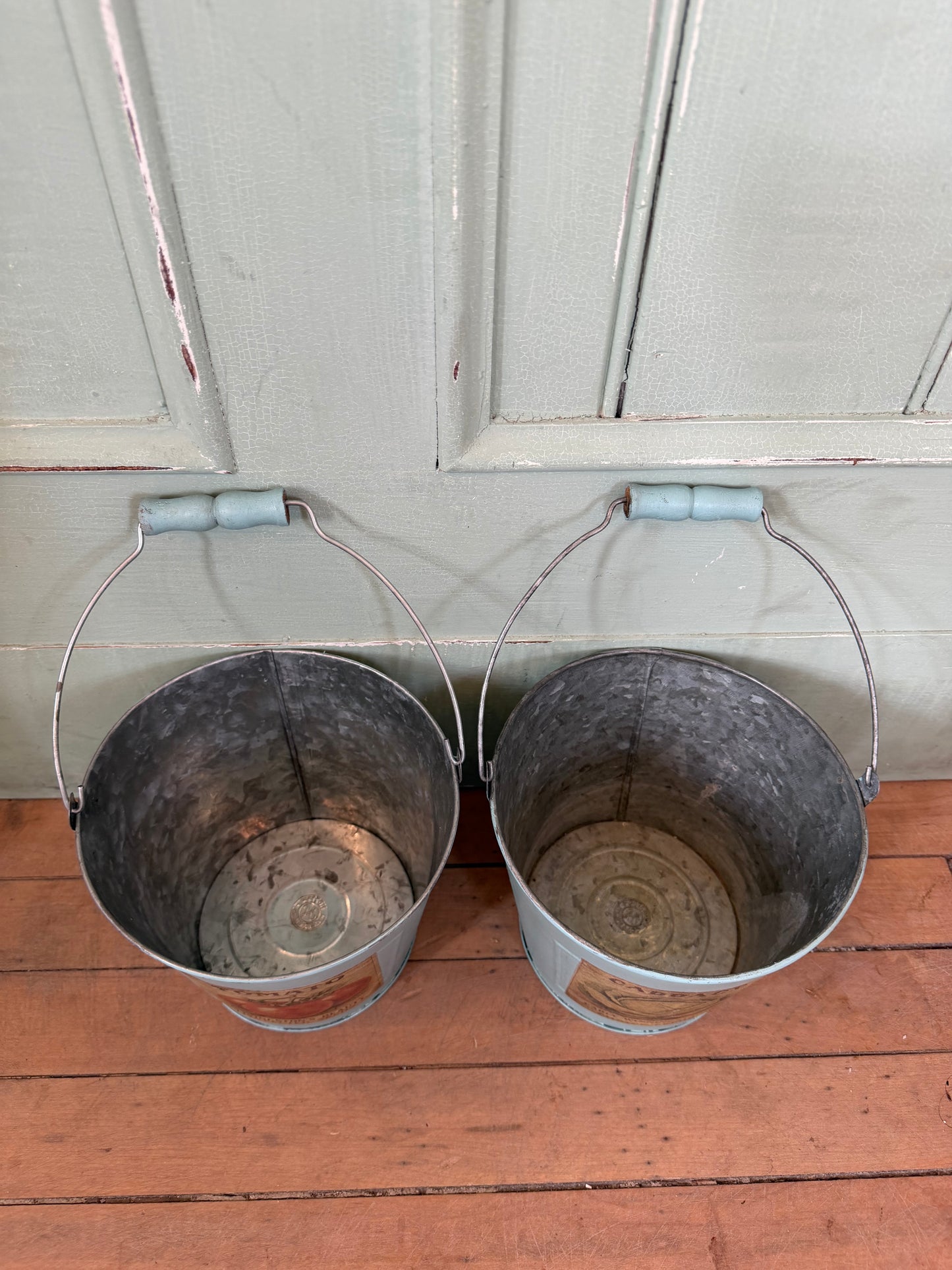 Hand painted Galvanized tin bucket 6” sold individually