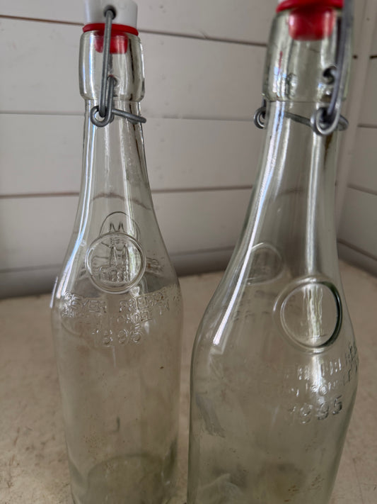 Vintage Geyer Freres 750ml Glass Bottle 12.5" Maison Fondee 1895 Swing-Top Lid- sold individually