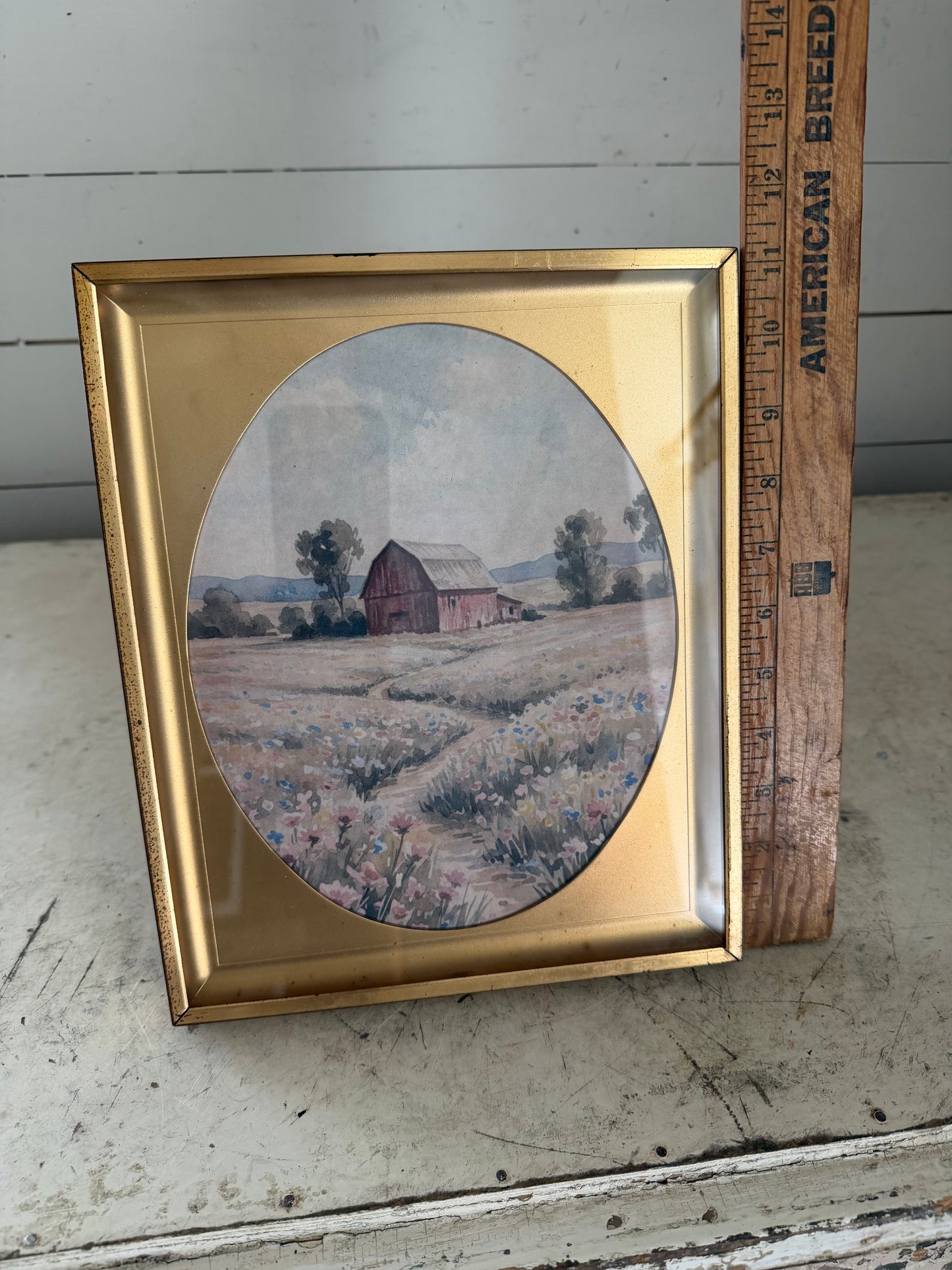 8x10 Brass Frame with Oval Matt Barn Print
