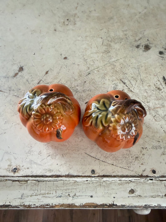 Ceramic Pumpkin Salt and Paper Shaker Set