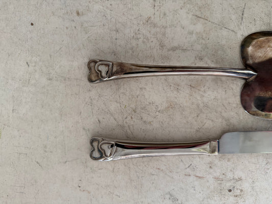 Curata Silver-Plated Heart Knife and Server Set