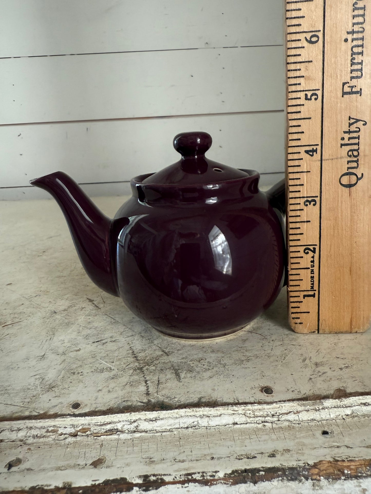 Deep plumb, porcelain teapot - single serving