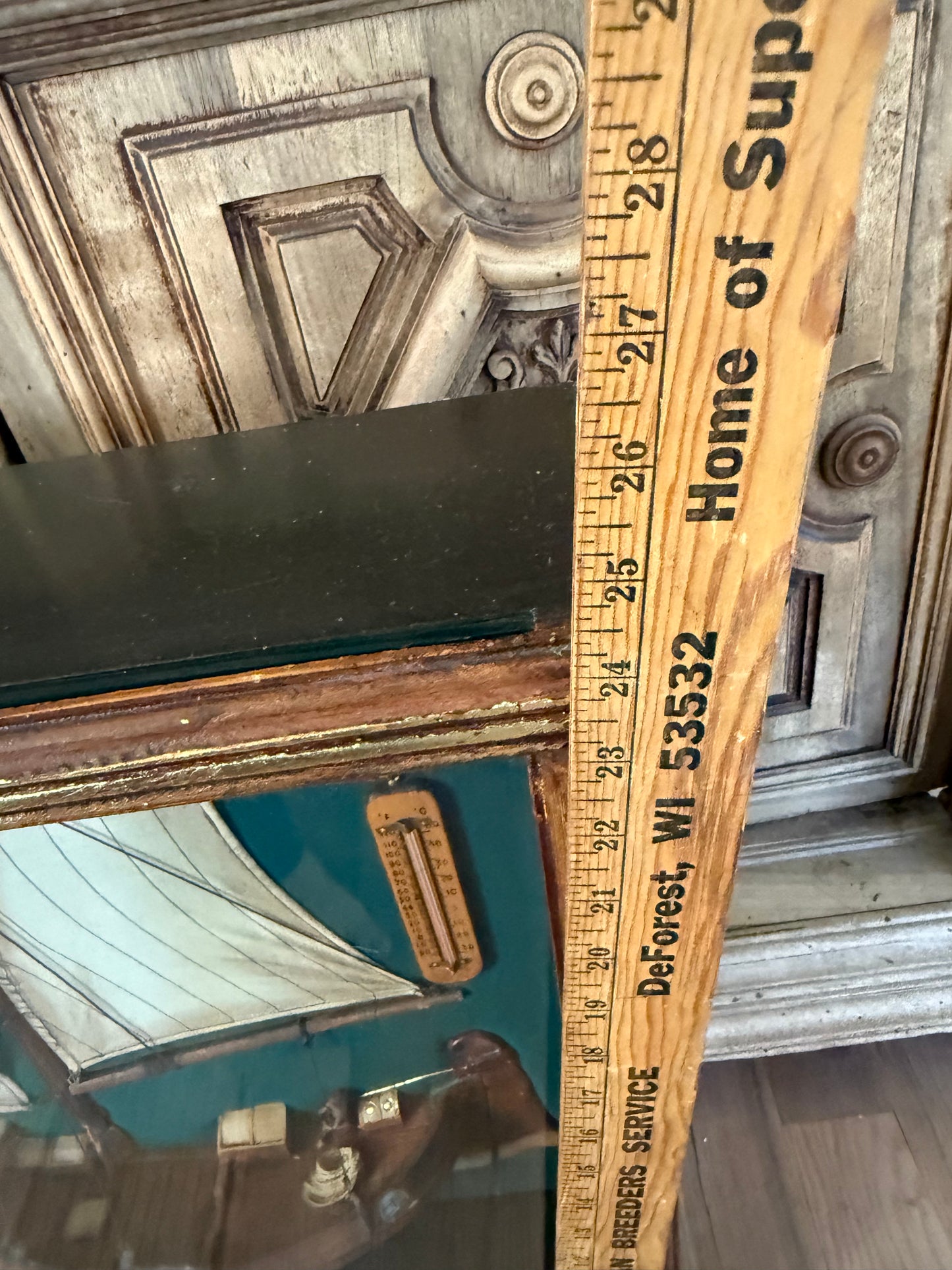 Oversized ship, shadowbox fisherman core