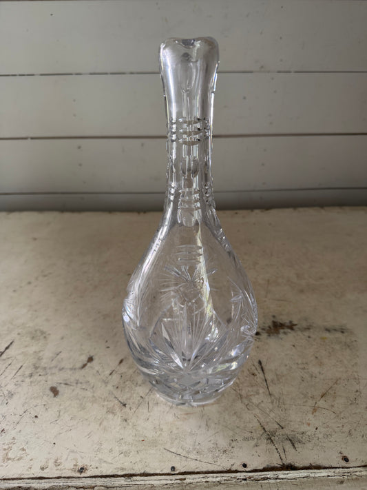 Vintage cut lead crystal ewer-style decanter or carafe