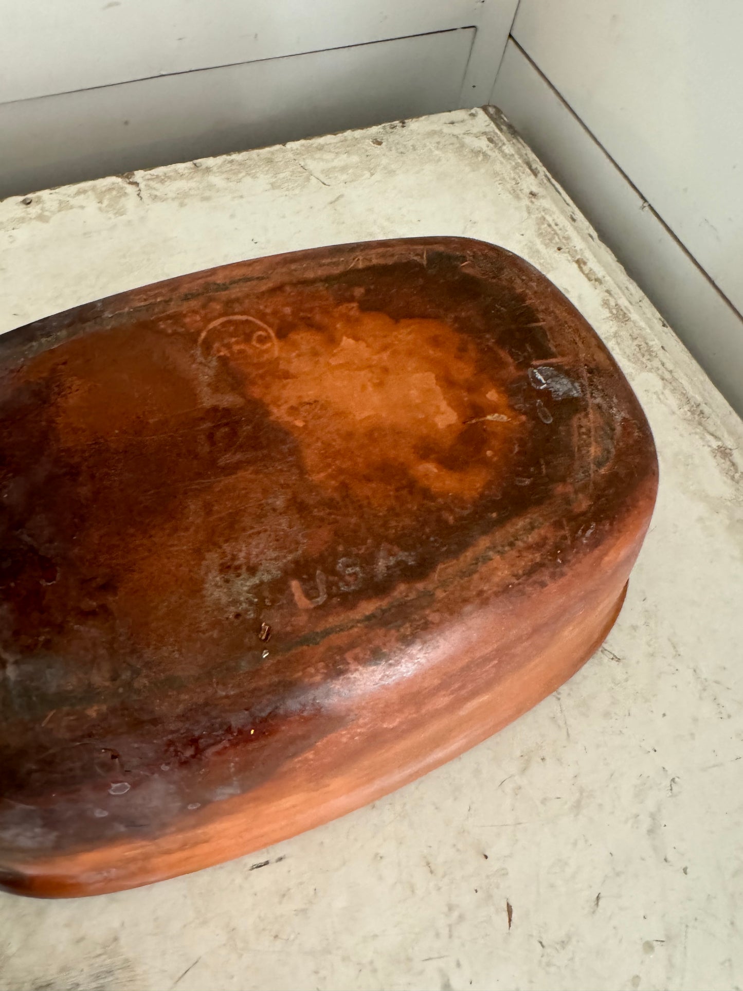 ABC Terra Cotta Covered Casserole Dish Terracotta Dutch Oven Clay Cooking Roaster - has chip as shown