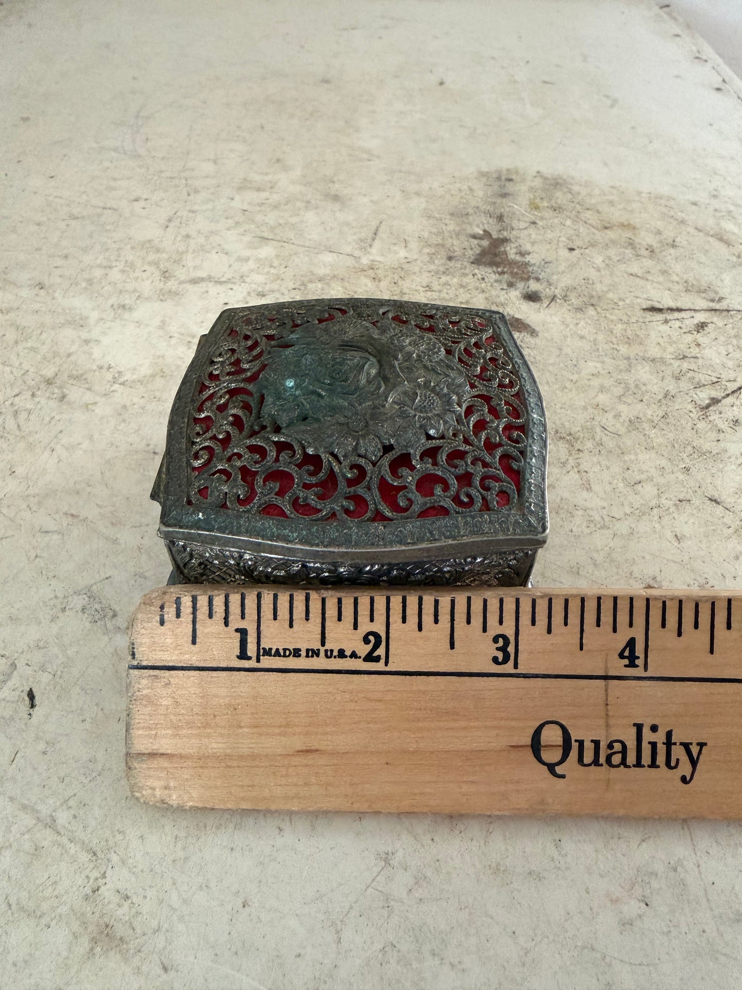 Ornate Silver Plate Trinket or jewelry box broken hinge