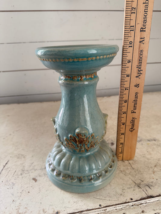 Turquoise Glazed Porcelain Candle holder With Crazing