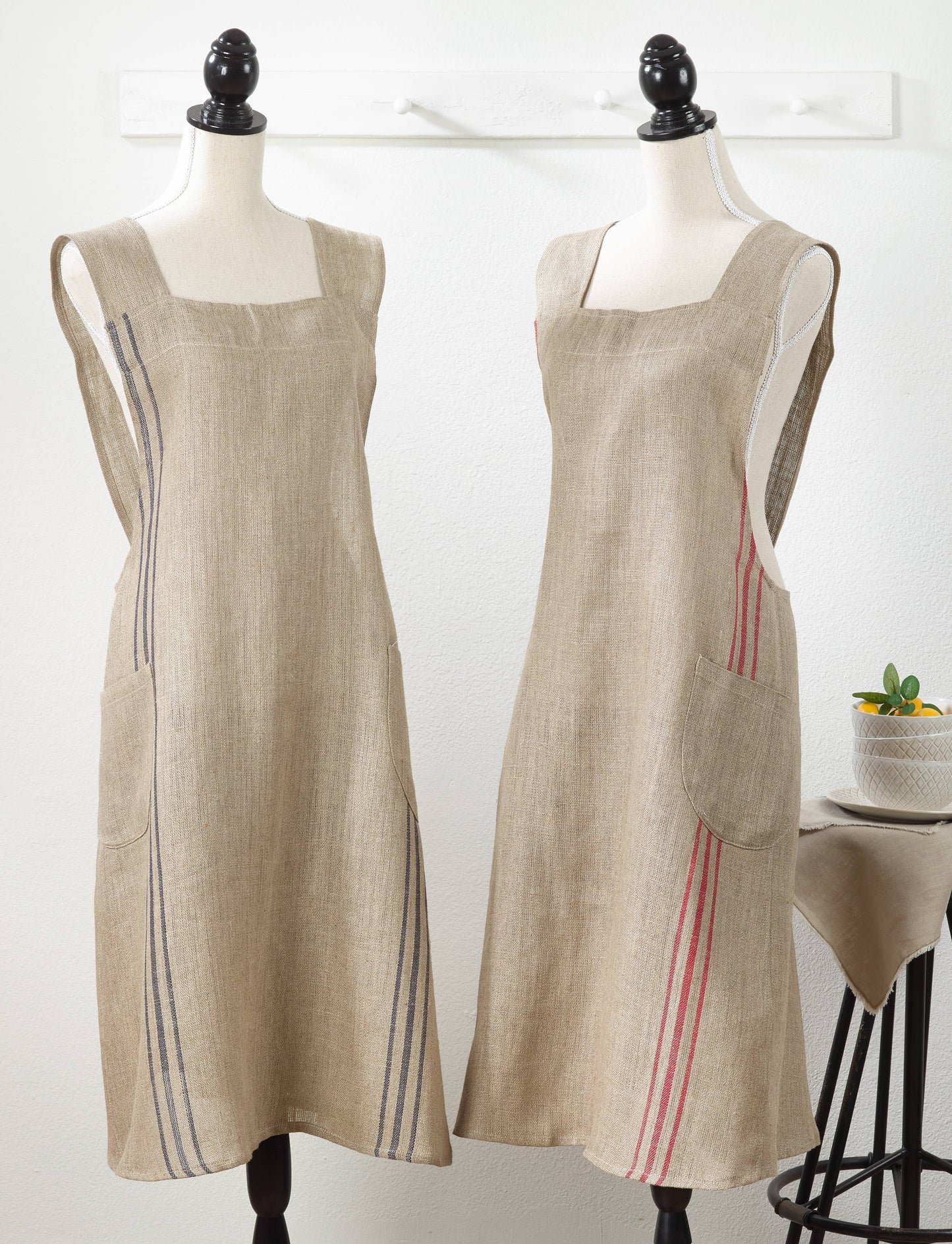 Linen Grain Sack Criss Cross Back Apron - 28" x 35"