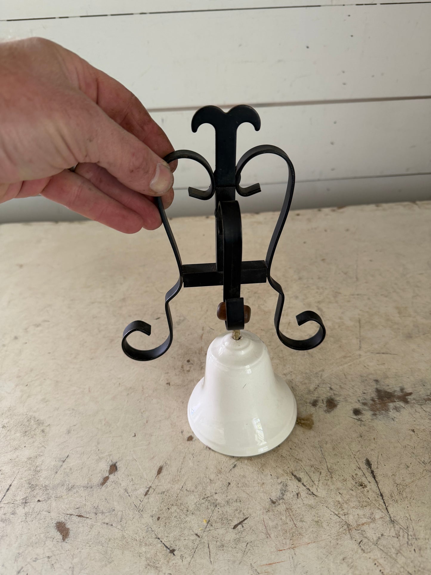 Vintage Wrought Iron Scroll Wall Mount Ship’s Bell