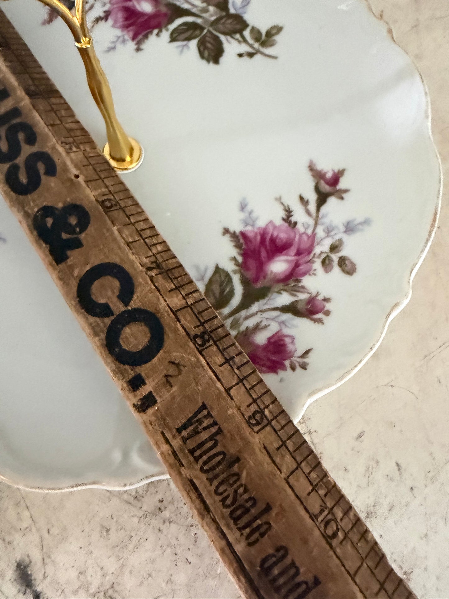 Vintage Floral Plate with Handle