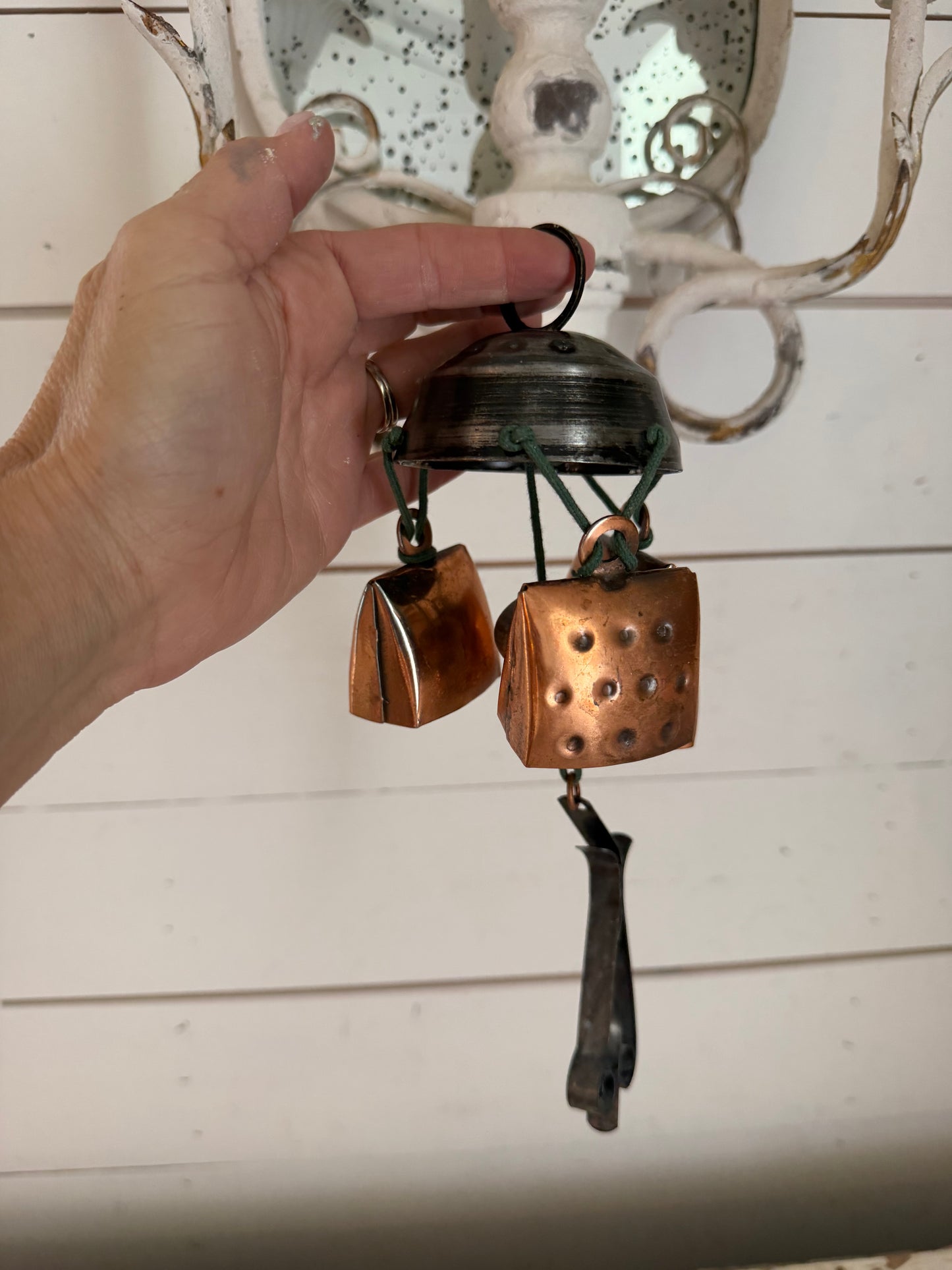Vintage Copper Wind Chime Hanging Bell With Cowbells