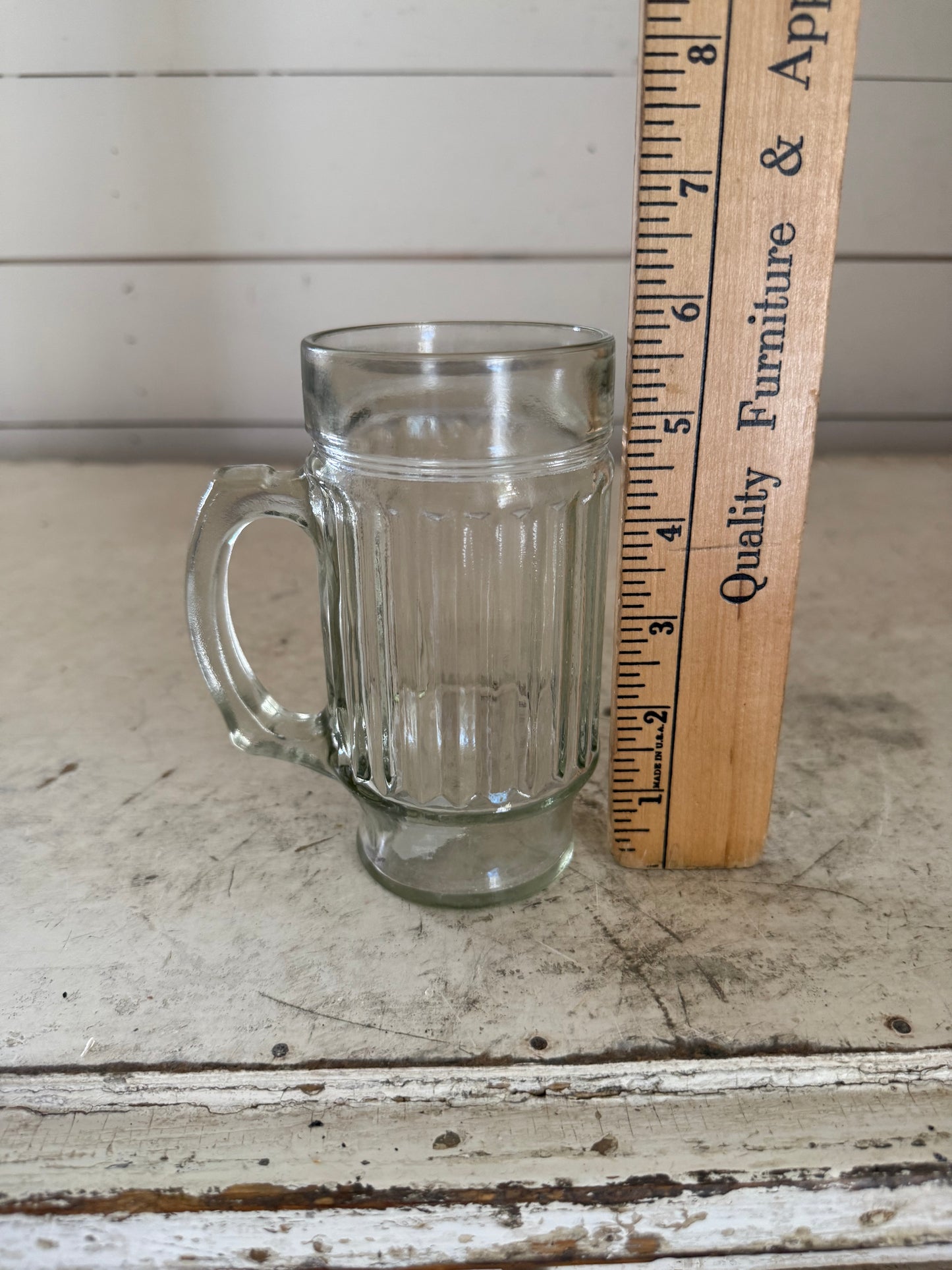 Vintage pressed glass ribbed mug