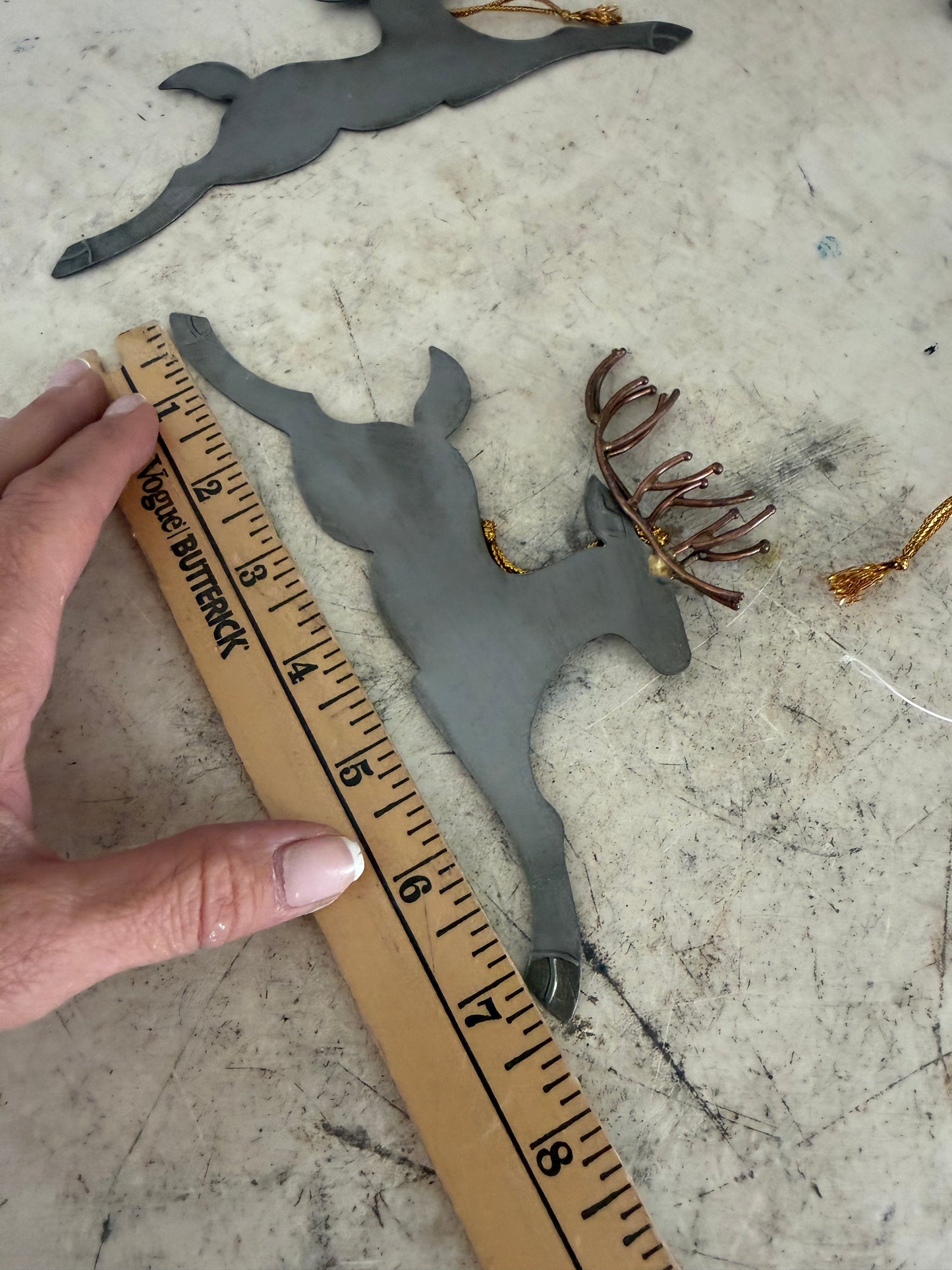Set of 5 metal reindeer Christmas tree ornaments