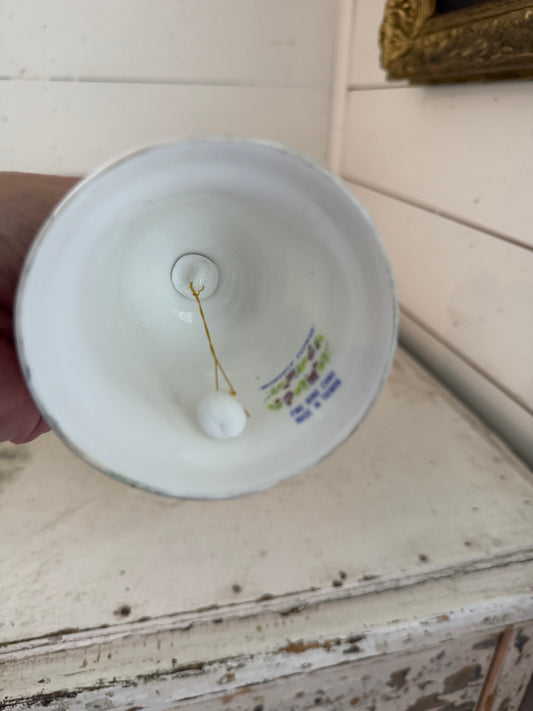 Vintage porcelain bell April Birth month Purple Wildflowers