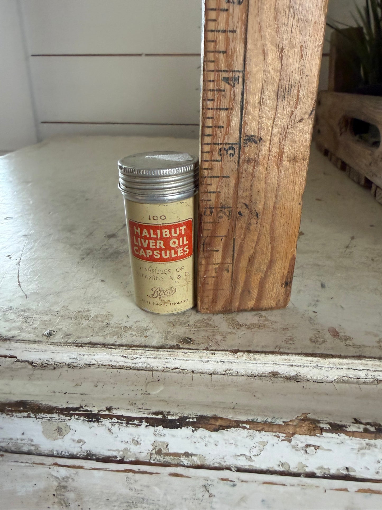 Vintage Boots Vitamin Container Halibut Liver Oil Capsules