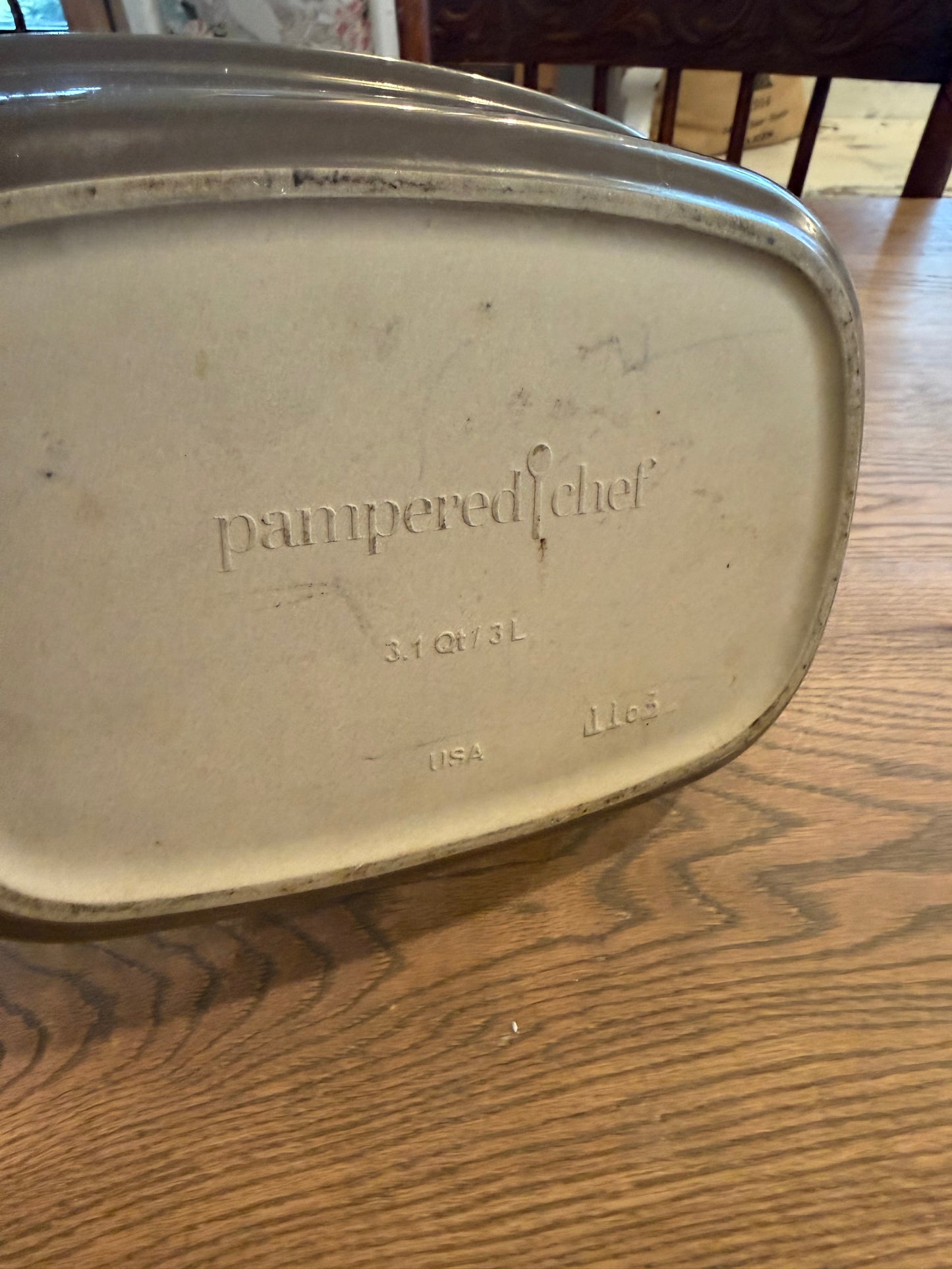 Pampered Chef Stoneware 3.1 Qt Gray Rectangular Baker