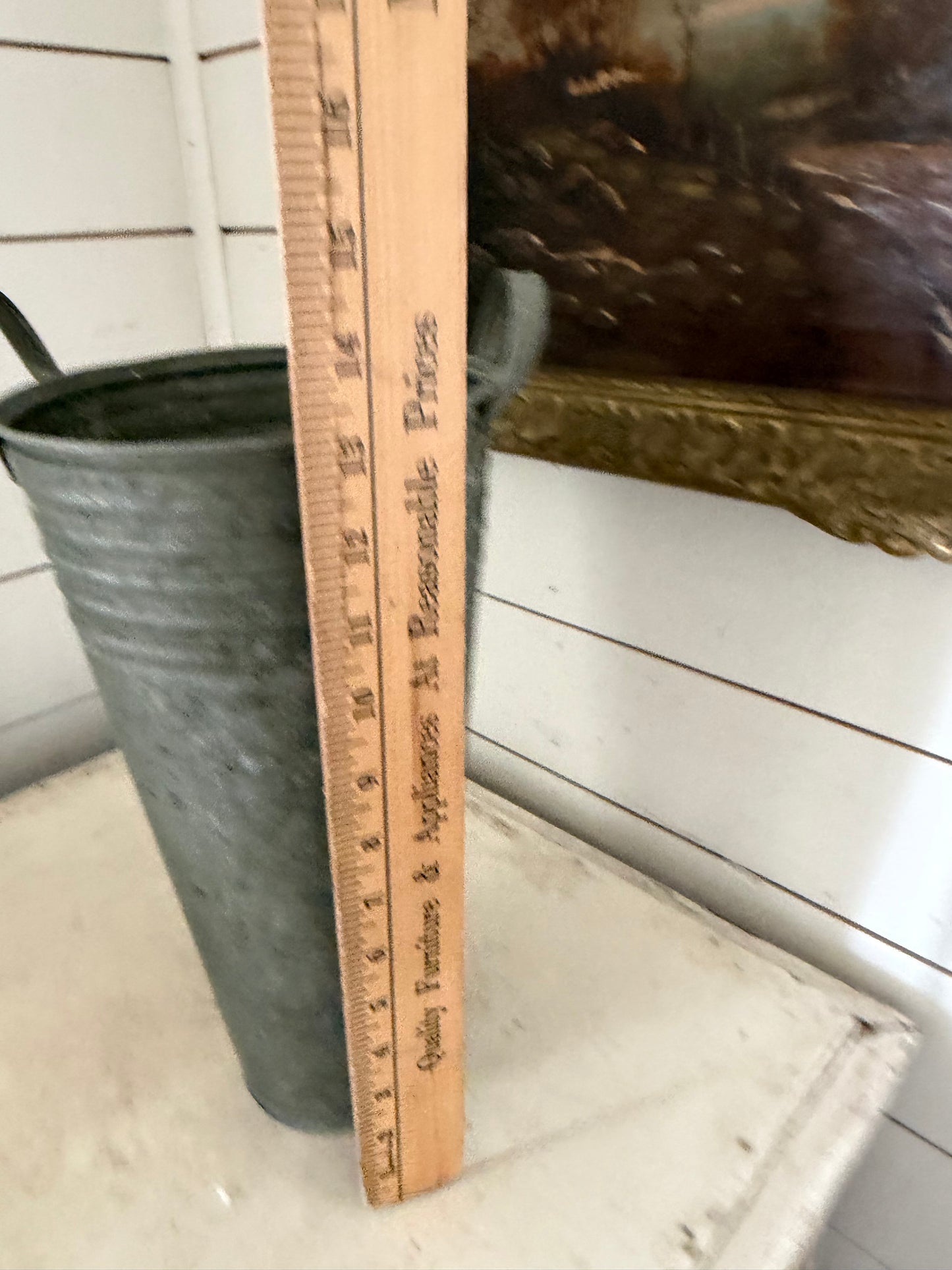 Age galvanized, French flower bucket