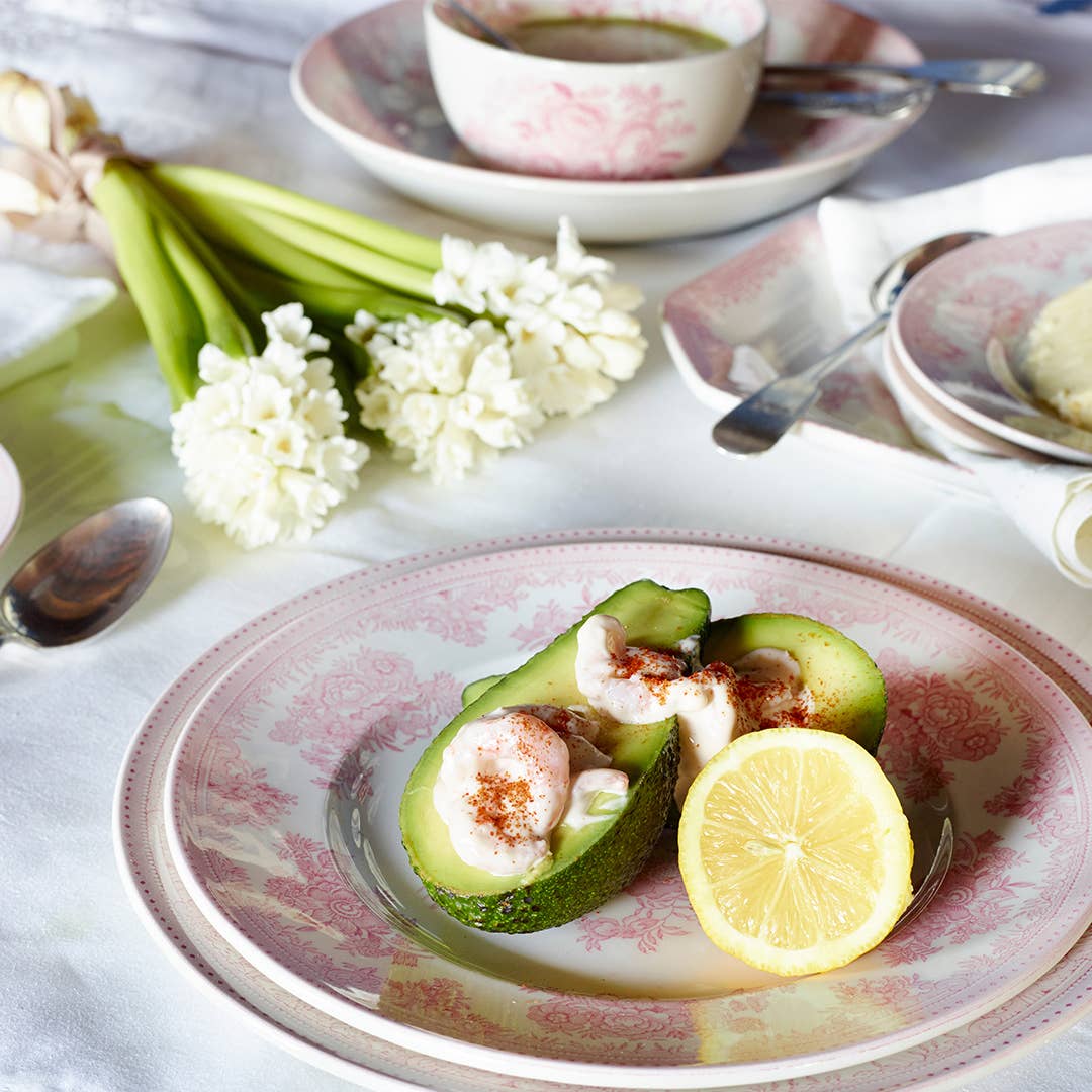 Pink Asiatic Pheasants Pasta serving Bowl