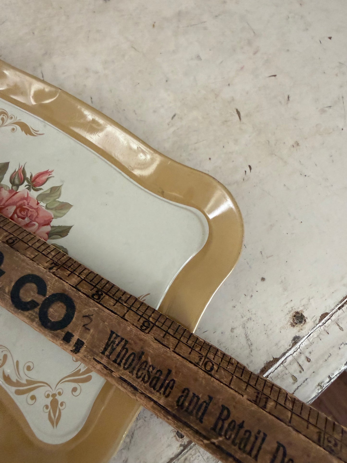 Small metal floral tray as is