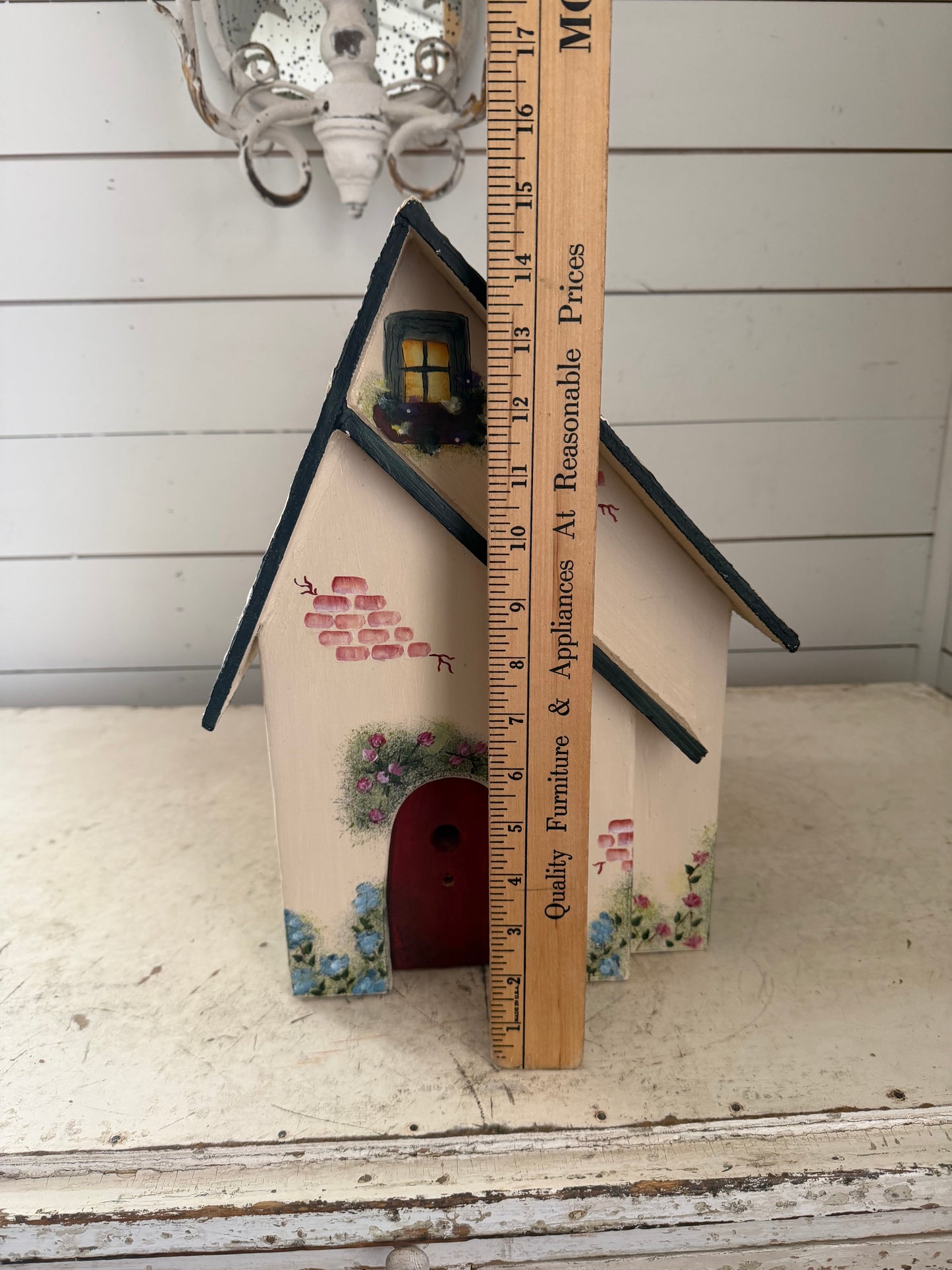 Large Hand painted Folk Art birdhouse no bottom