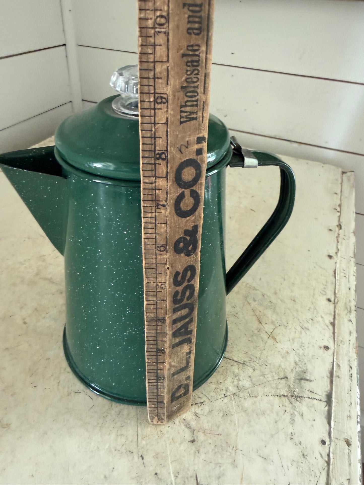Green Enamel Coffee Pot