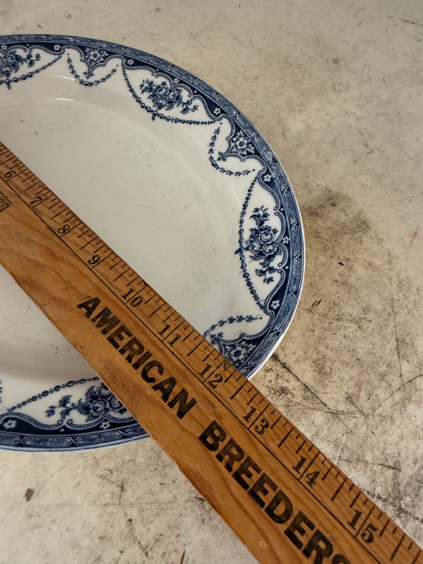 Vintage Universal Serving Plate Platter Blue White 12 x 10 in