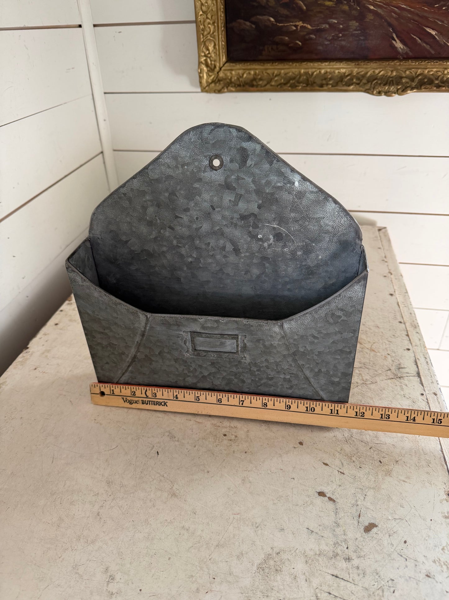 Galvanized Wall Pocket Shaped Like An Envelope - Will Get Makeover