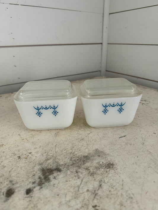Pyrex Blue Snowflake refrigerator dish - sold individually