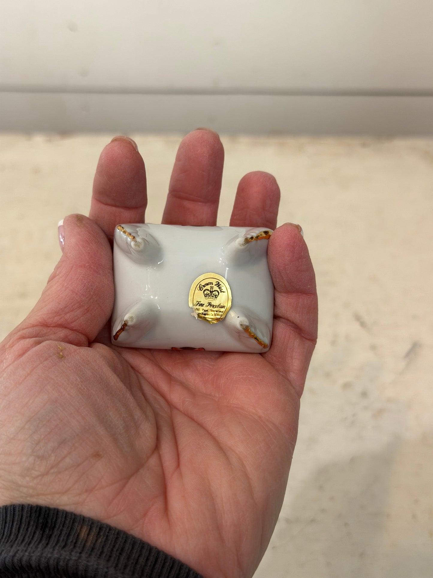 Crown West Fine Porcelain small trinket box with ladybugs