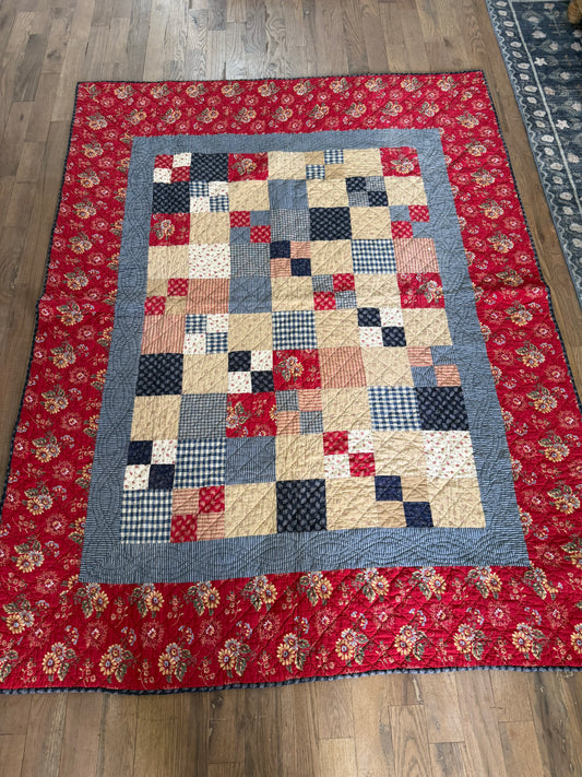 handmade quilt red white and blue twin