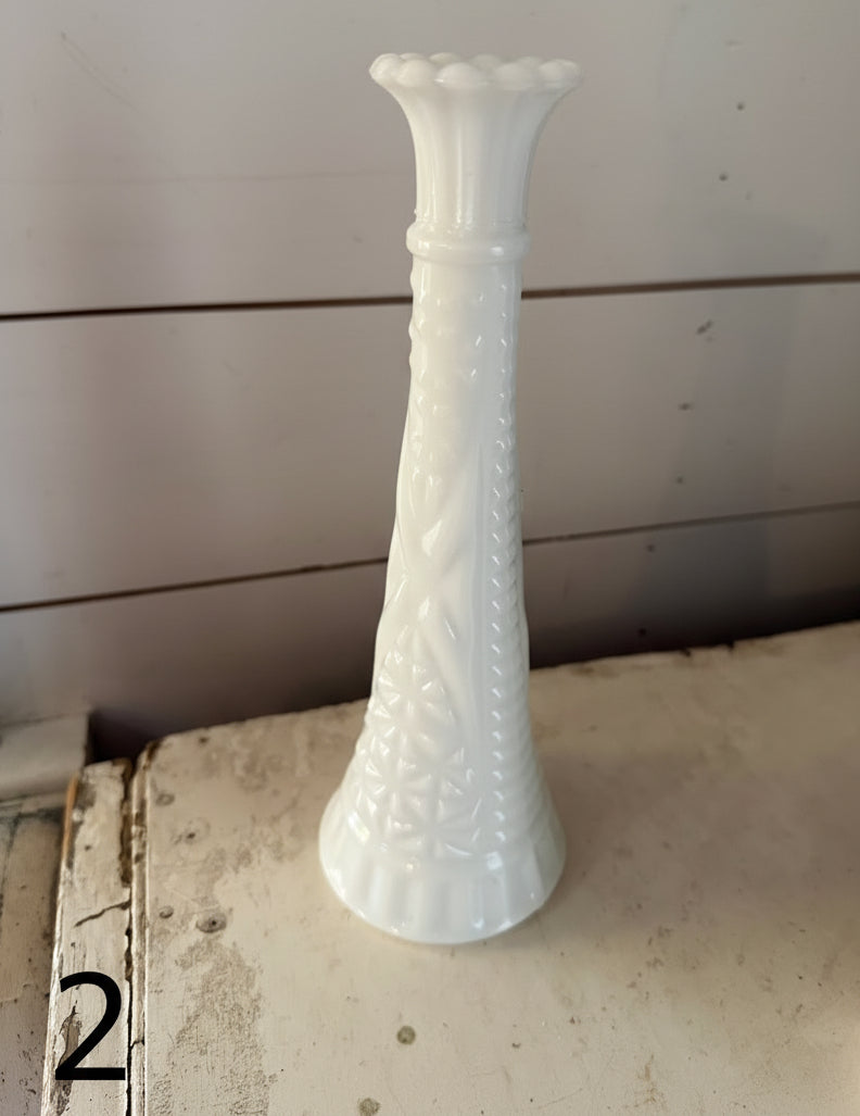 Vintage White Milk Glass Bud Vase