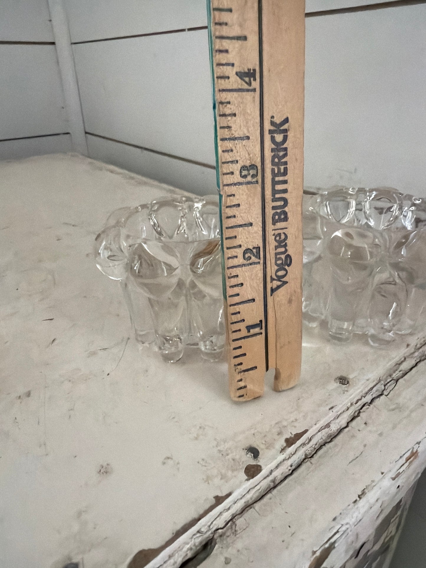 Vintage Reims French Glass Candle Holder Set