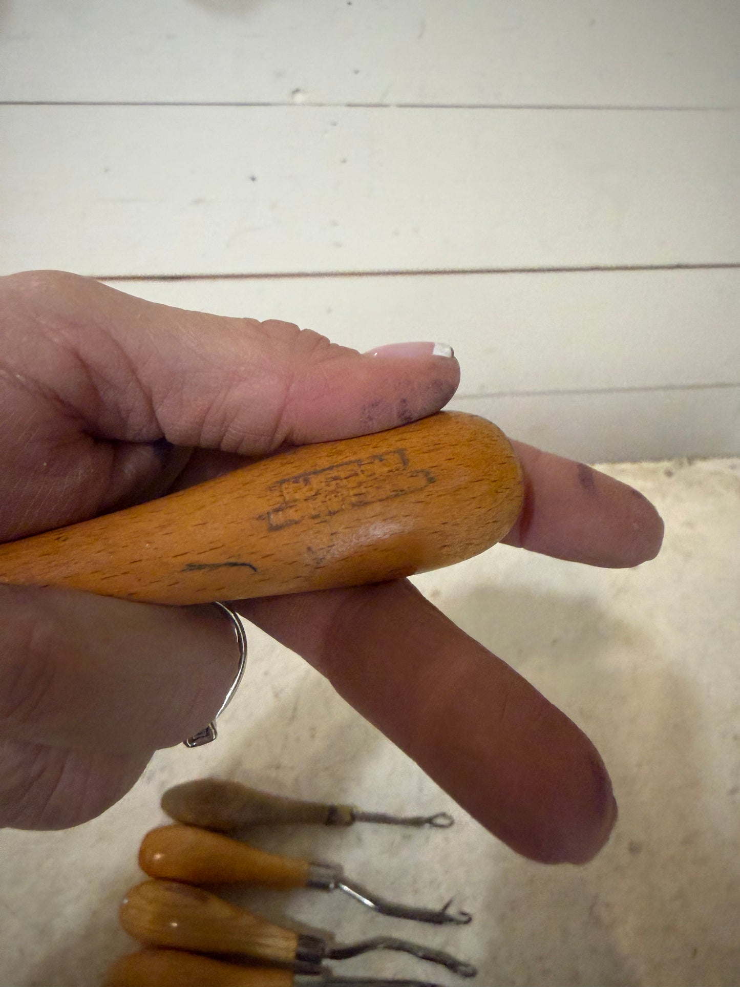 Latch Hook Tool Canvas Rug with wooden handles Made in England - sold individually picked at random