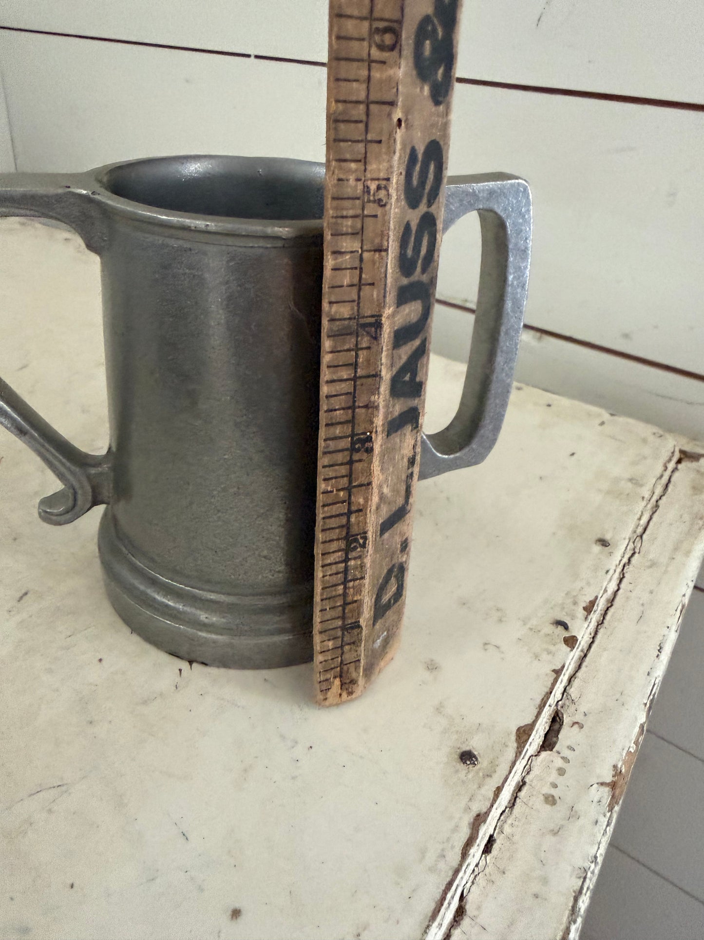Vintage Wilton Armetale "Kissing Mug," a double-handled goblet