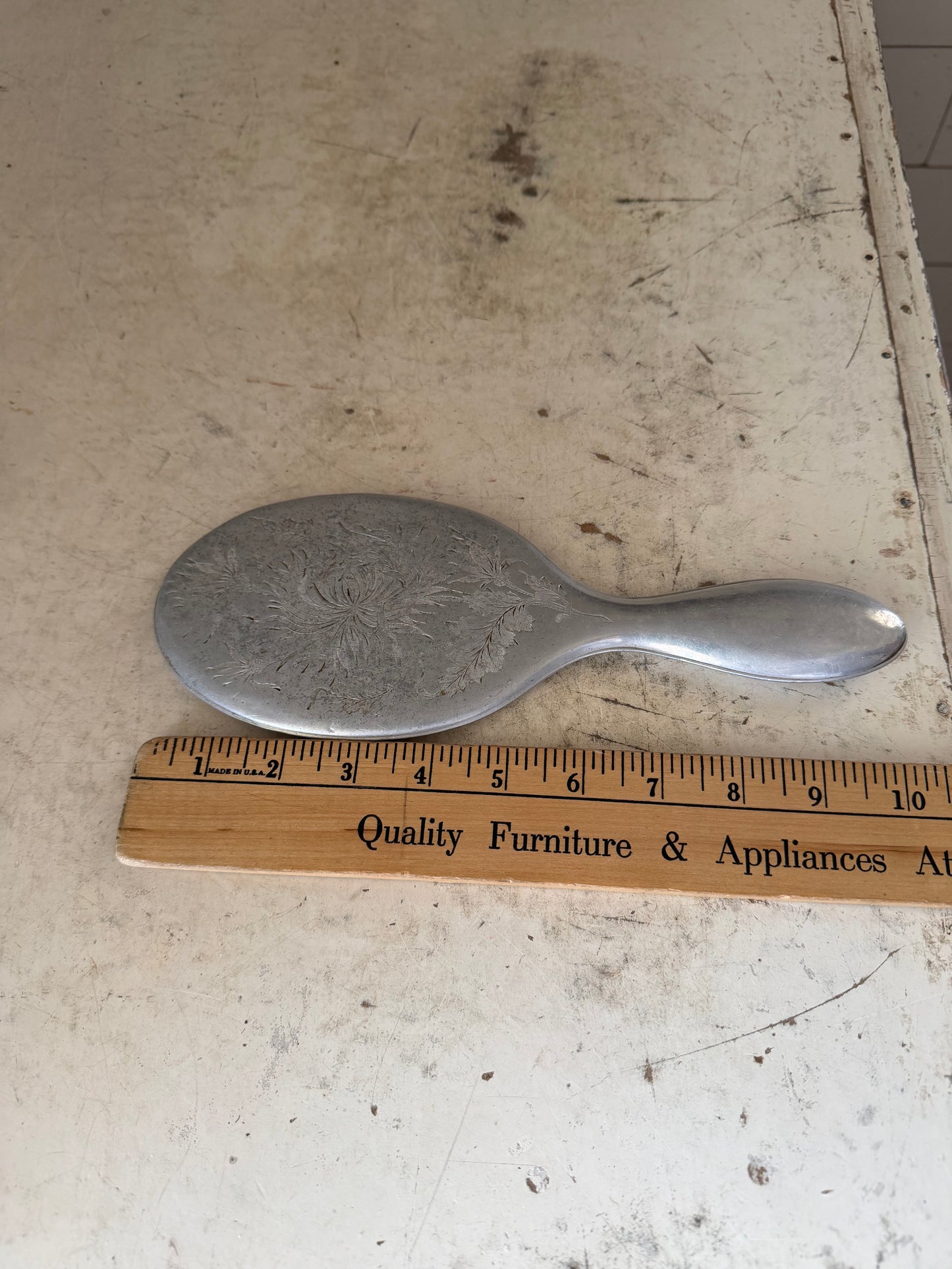 Antique Edwardian Style Etched Hand Mirror